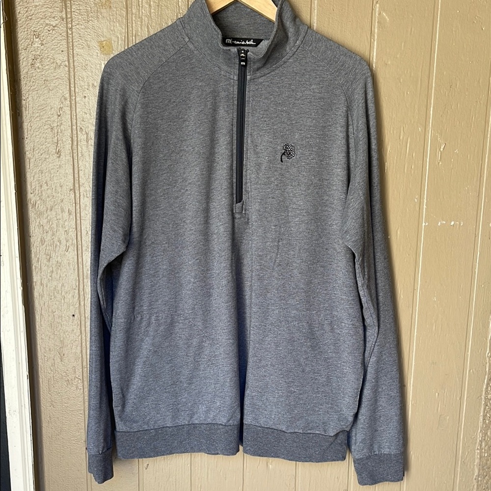 Travis Mathew Men's Gray Quarter-Zip Sweater
